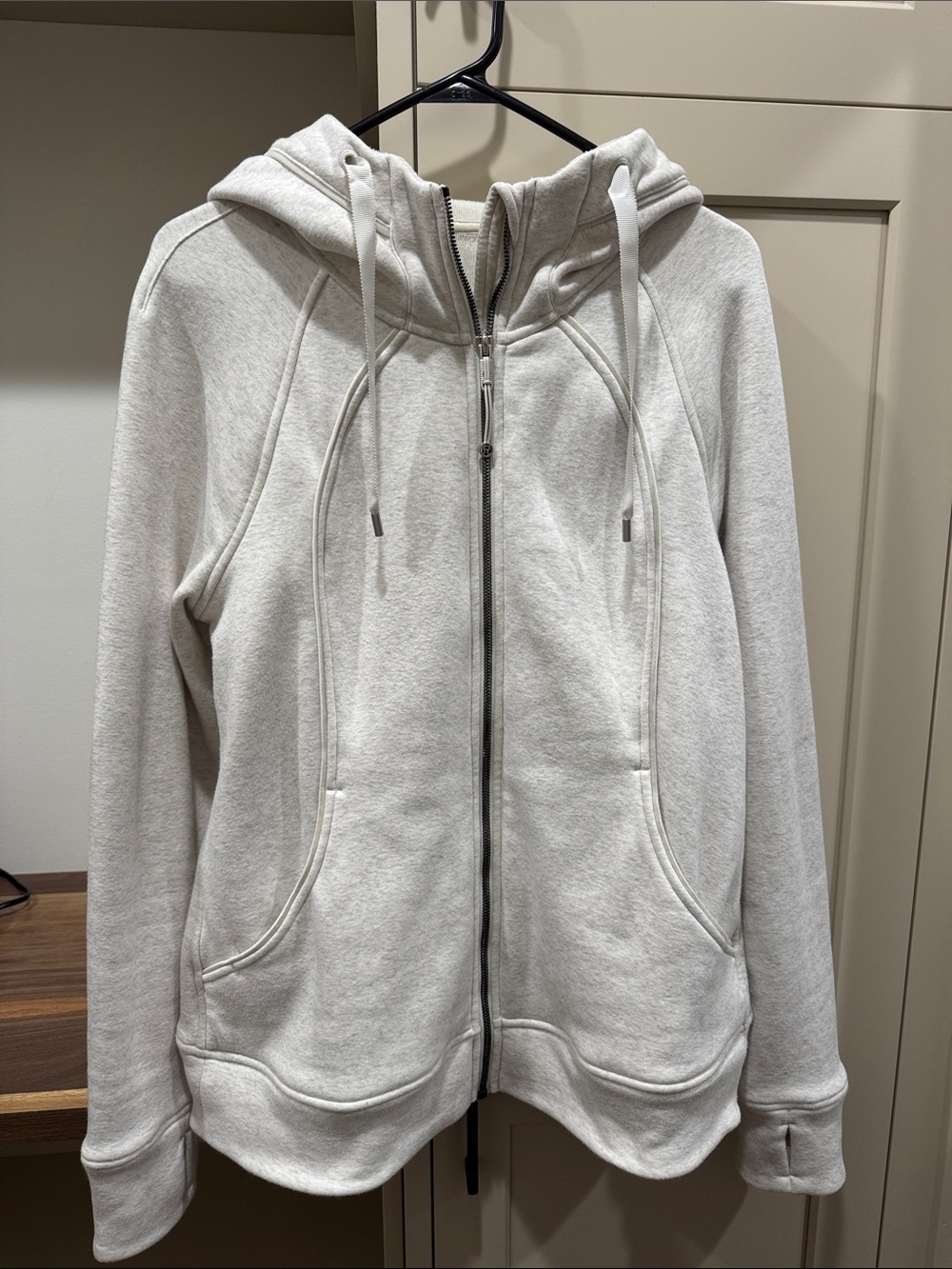 Lululemon Scuba Full Zip Oatmeal Grey in Color